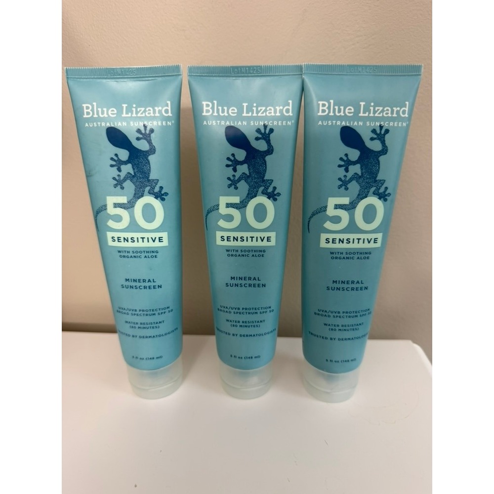 Blue Lizard Mineral Sunscreen Sensitive SPF 50 5oz 3pk Blue NWT